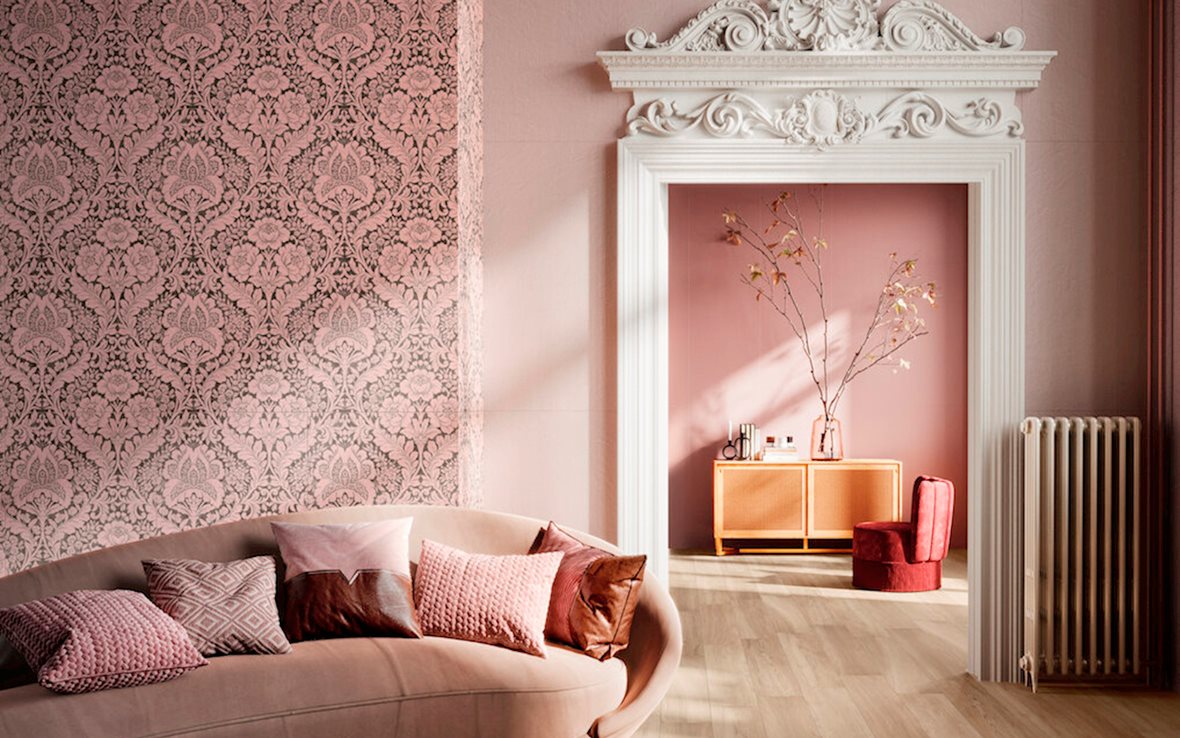 Viehkeän vaaleanpunainen sisustus
