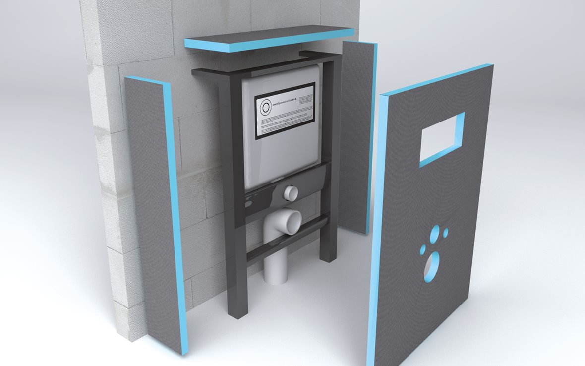 Seinä-wc-elementin koteloiminen wedi-levyllä