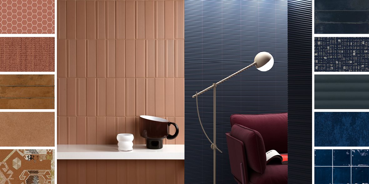 Kollaasi 3: terrakotta sininen