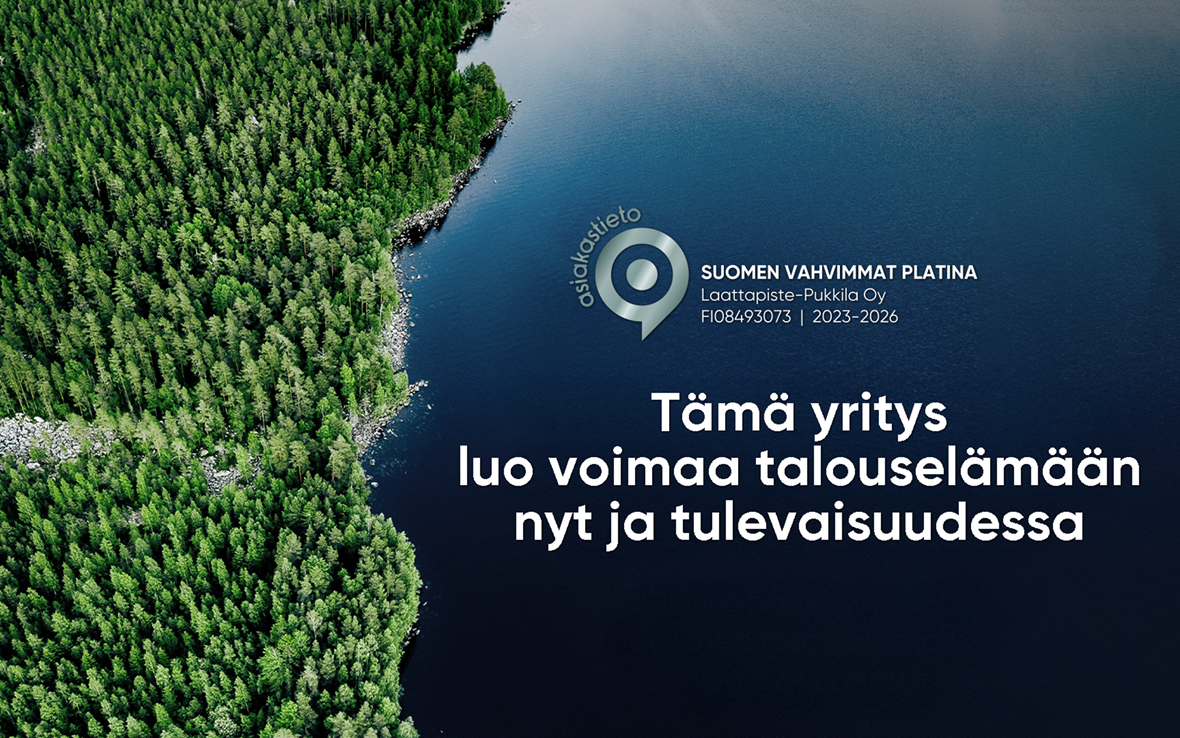 Laattapiste-Pukkilalle Suomen Vahvimmat Platina 2026 -sertifikaatti