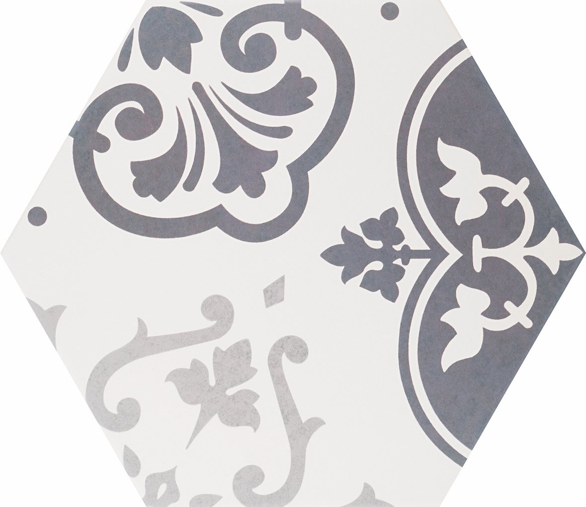 LPC Oriente ORT lasitettu porcelanato seinälaatta lattialaatta ulkolaatta 23X26,6 03 amor tasapintainen matta 6-kulmainen vaalea valkoinen kuvioitu