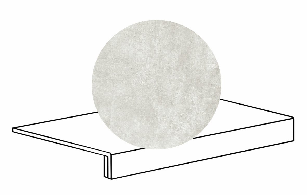 LPC Stage M STG lasittamaton porraslaatta reunalla 33X60 01 kalkki tasapintainen silotettu matta vaalea valkoinen betoni