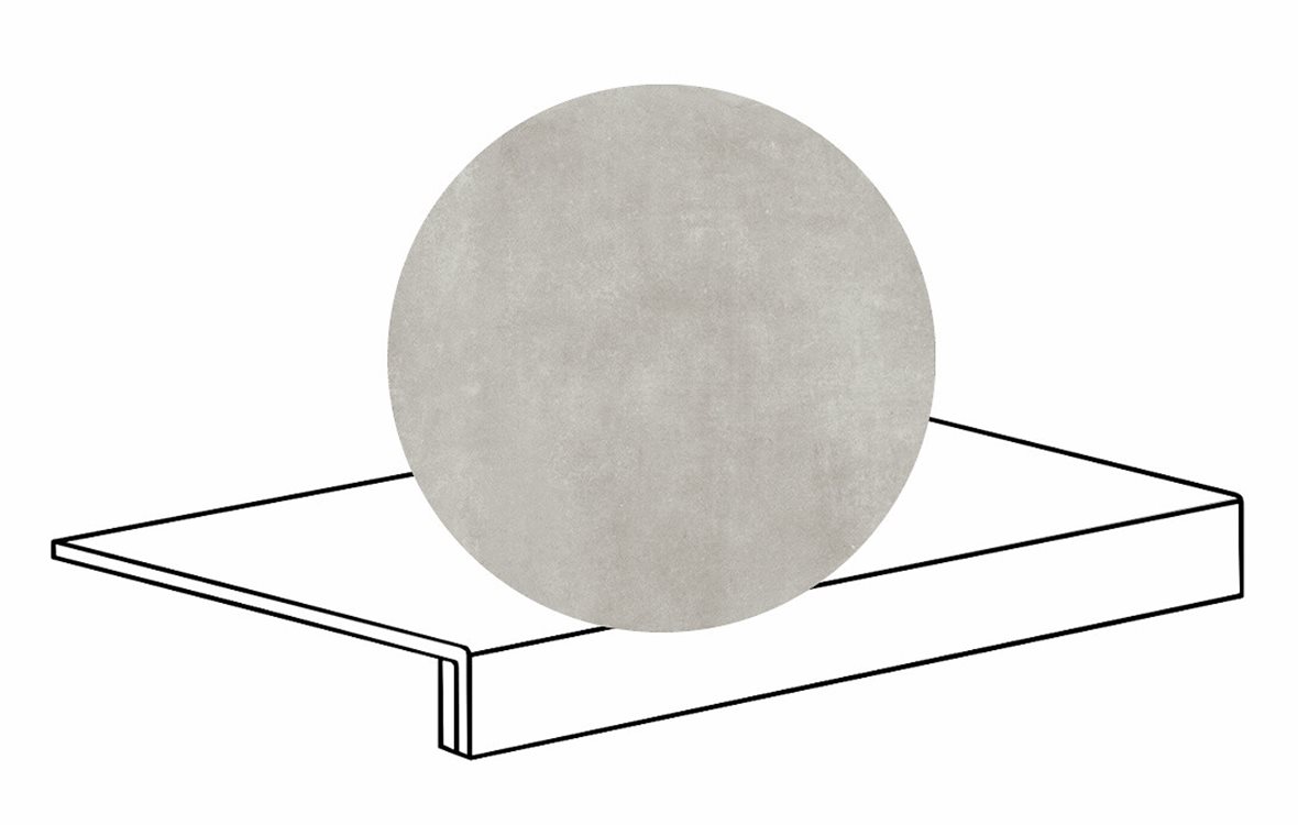 LPC Stage M STG lasittamaton porraslaatta reunalla 33X60 02 tuhka tasapintainen silotettu matta keskitumma harmaa betoni