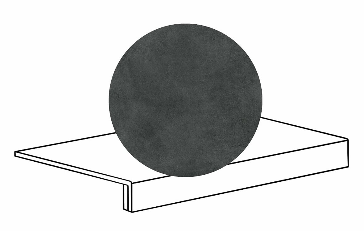 LPC Stage M STG lasittamaton porraslaatta reunalla 33X60 06 laava tasapintainen silotettu matta tumma musta betoni