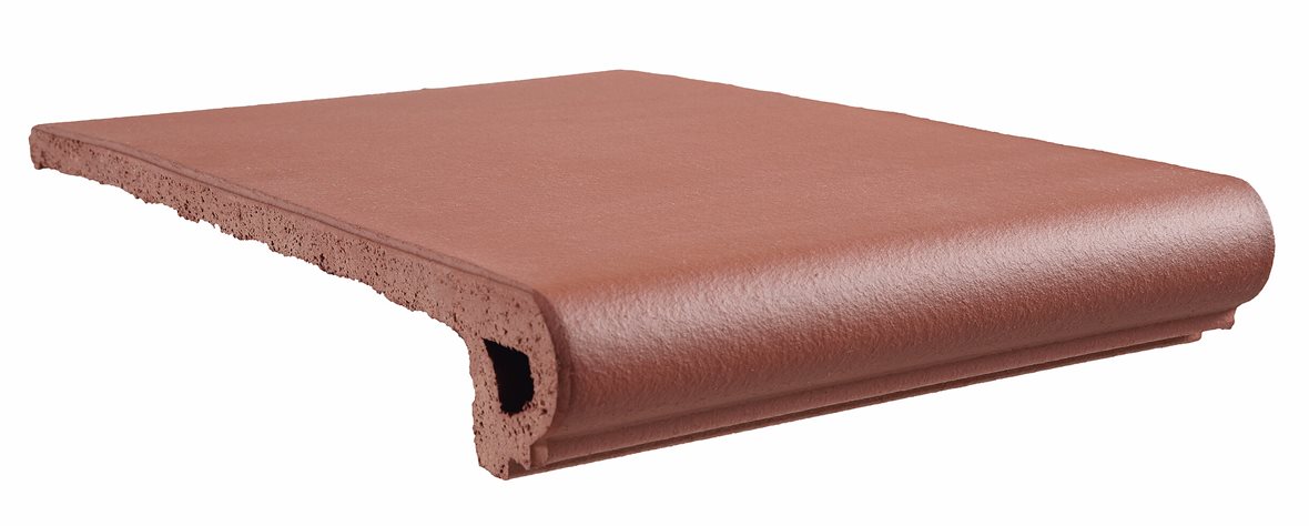 LPC Cotto märkäpuriste lasittamaton porraslaatta reunalla 33x33 Rojo tasapintainen antislip matta keskitumma punainen tiili