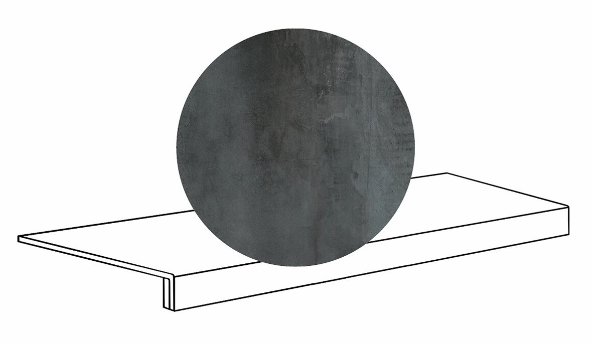 LPC Stage M STG lasittamaton porraslaatta reunalla 33X120 10 rauta tasapintainen silotettu matta tumma musta betoni