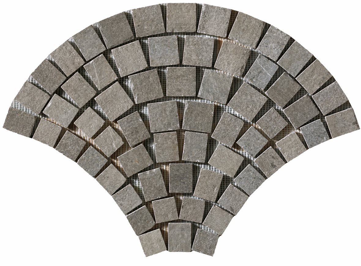 LPC Piazza lasitettu porcelanato mosaiikki seinälaatta lattialaatta Viuhka 02 rustiikki strukturoitu matta keskitumma ruskea kivi