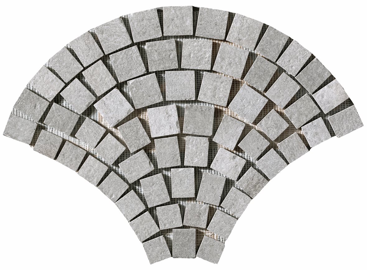 LPC Piazza lasitettu porcelanato mosaiikki seinälaatta lattialaatta Viuhka 03 betoni strukturoitu matta keskitumma harmaa kivi