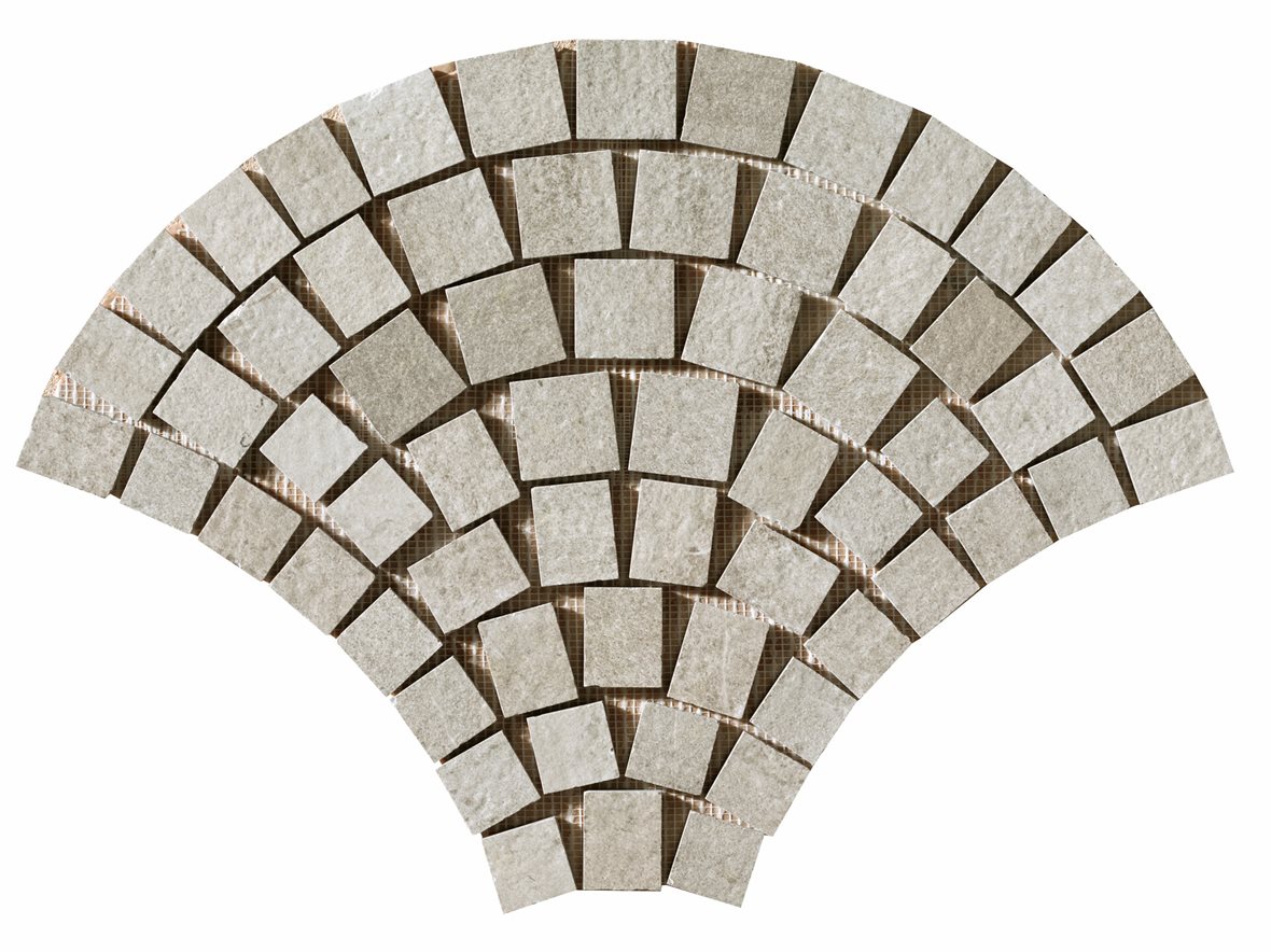 LPC Piazza lasitettu porcelanato mosaiikki seinälaatta lattialaatta Viuhka 04 hiekka strukturoitu matta tumma beige kivi