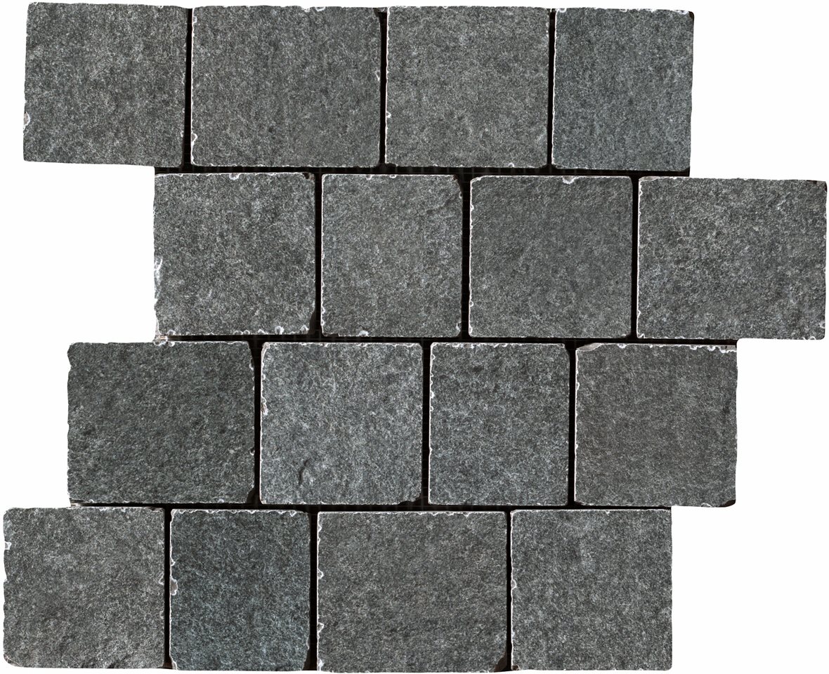 LPC Piazza lasitettu porcelanato mosaiikki seinälaatta lattialaatta Pave 01 grafiitti strukturoitu matta tumma musta kivi