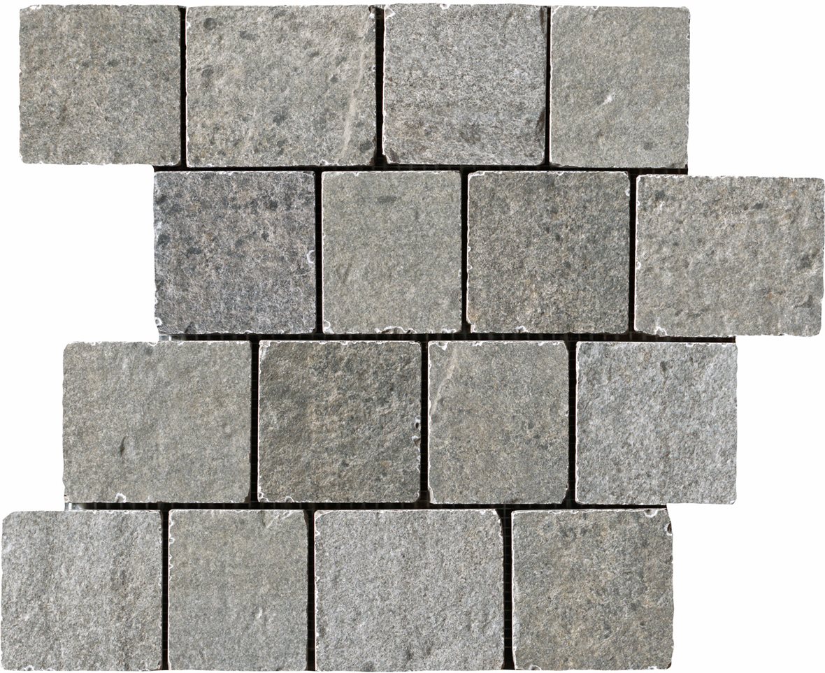 LPC Piazza lasitettu porcelanato mosaiikki seinälaatta lattialaatta Pave 02 rustiikki strukturoitu matta keskitumma ruskea kivi