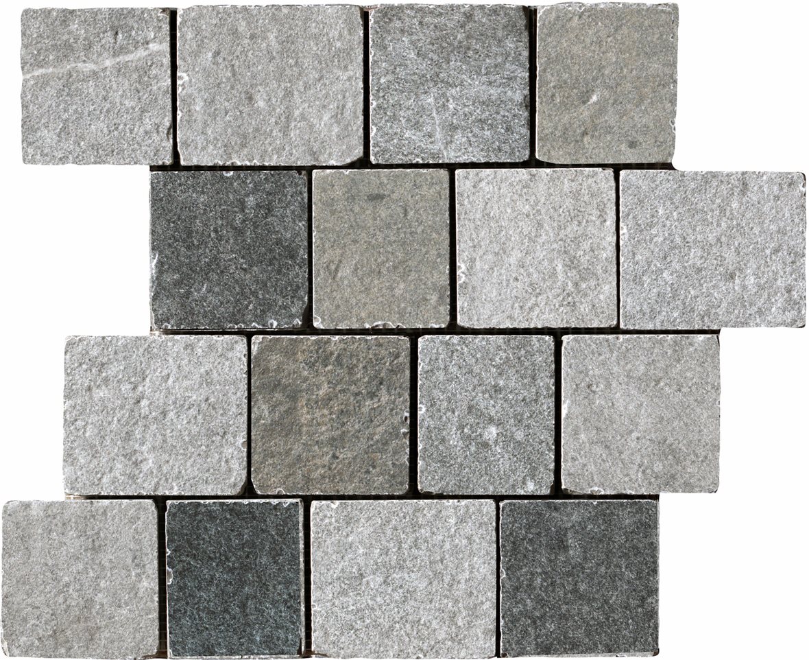 LPC Piazza lasitettu porcelanato mosaiikki seinälaatta lattialaatta Pave 05 mix strukturoitu matta tumma moniväri kivi