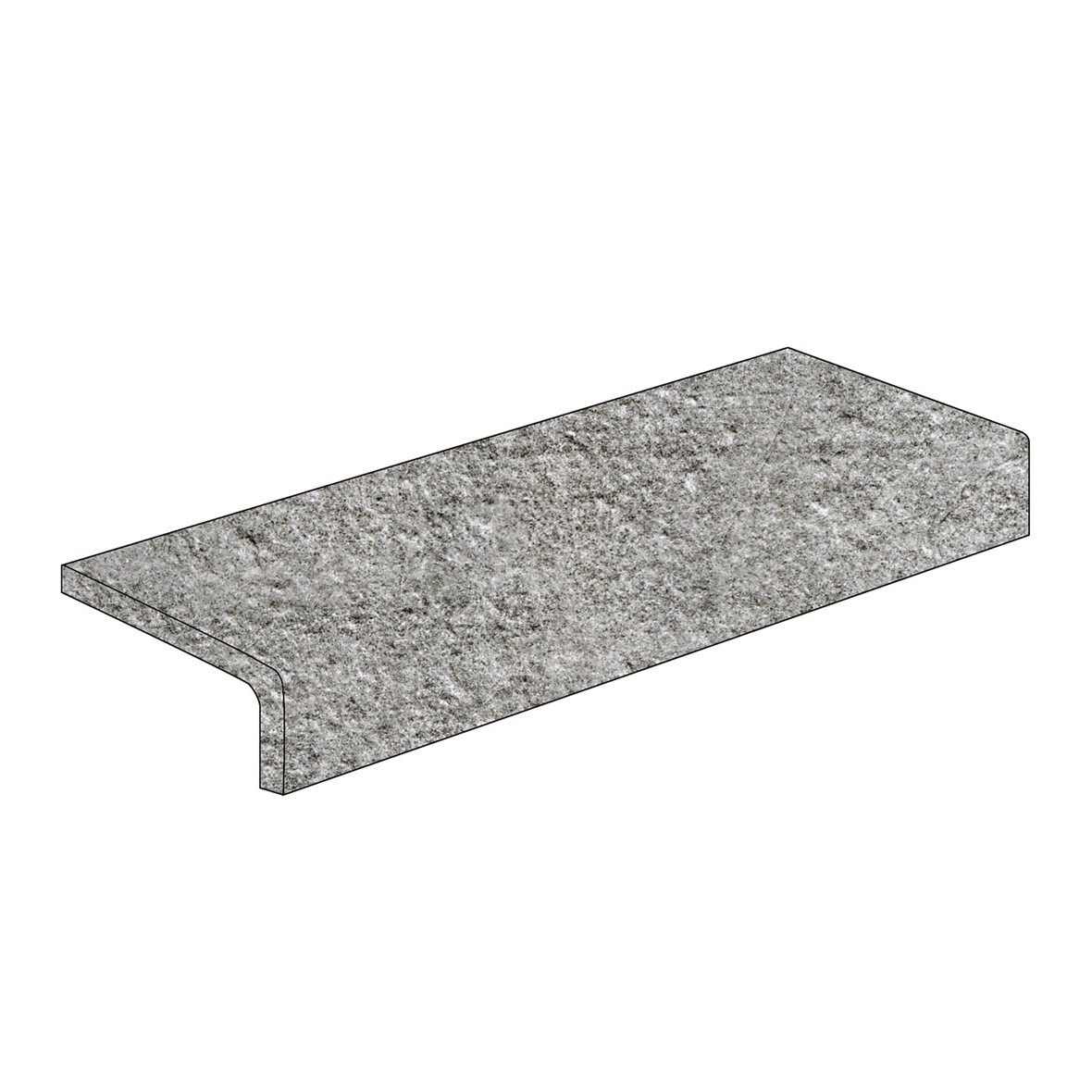 LPC Piazza lasitettu porraslaatta reunalla 10X40 R03 betoni karhennettu matta keskitumma harmaa kivi