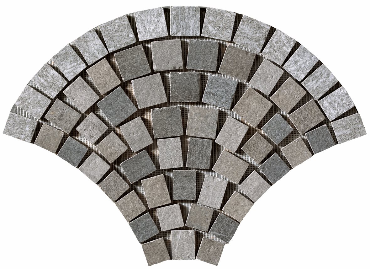 LPC Piazza lasitettu porcelanato mosaiikki seinälaatta lattialaatta Viuhka 06 mix strukturoitu matta tumma moniväri kivi