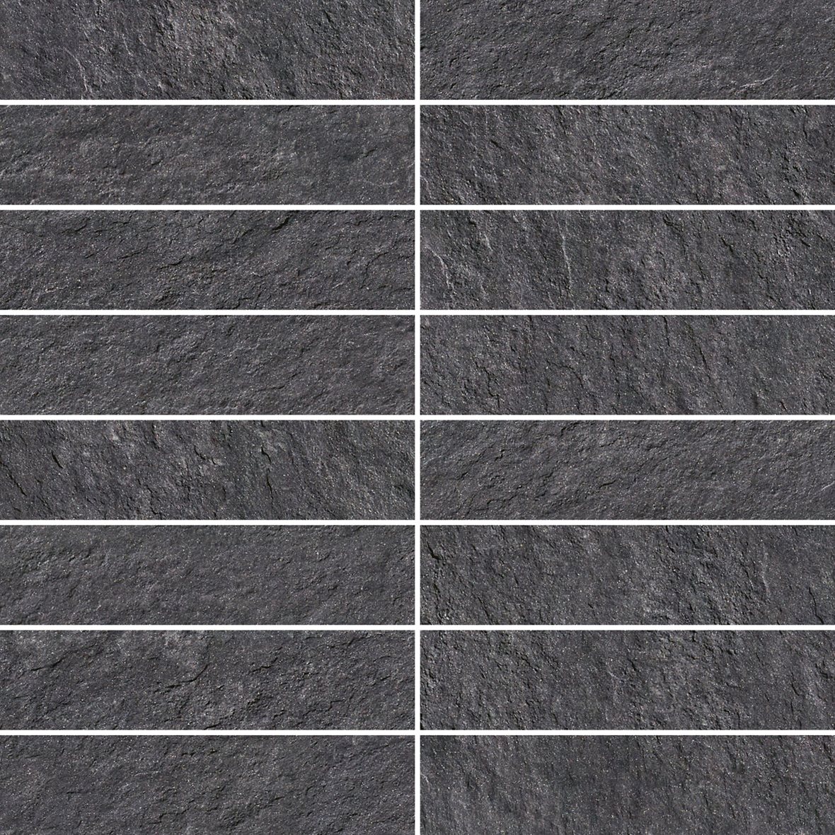 LPC Granity Air lasittamaton porcelanato mosaiikki seinälaatta lattialaatta 3,75X14,7 Coal strukturoitu matta tumma musta kivi