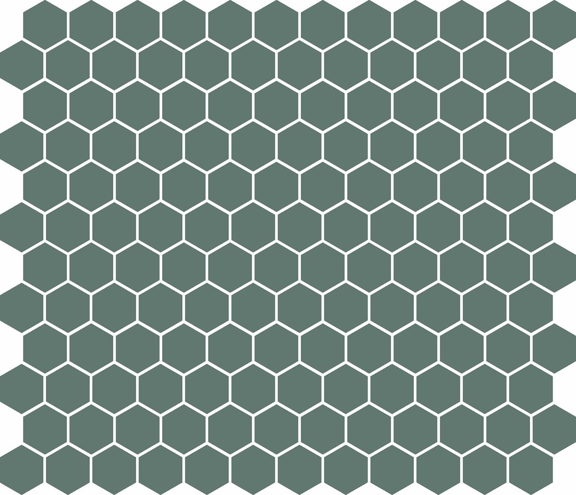 LPC Plain Colours Hexagons lasittamaton porcelanato mosaiikki seinälaatta lattialaatta 2,5X2,5 Dark Green tasapintainen matta 6-kulmainen tumma vihreä
