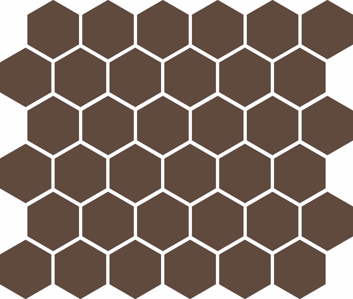 LPC Plain Colours Hexagons lasittamaton porcelanato mosaiikki seinälaatta lattialaatta 5X5 Chocolate tasapintainen matta 6-kulmainen tumma ruskea yksi