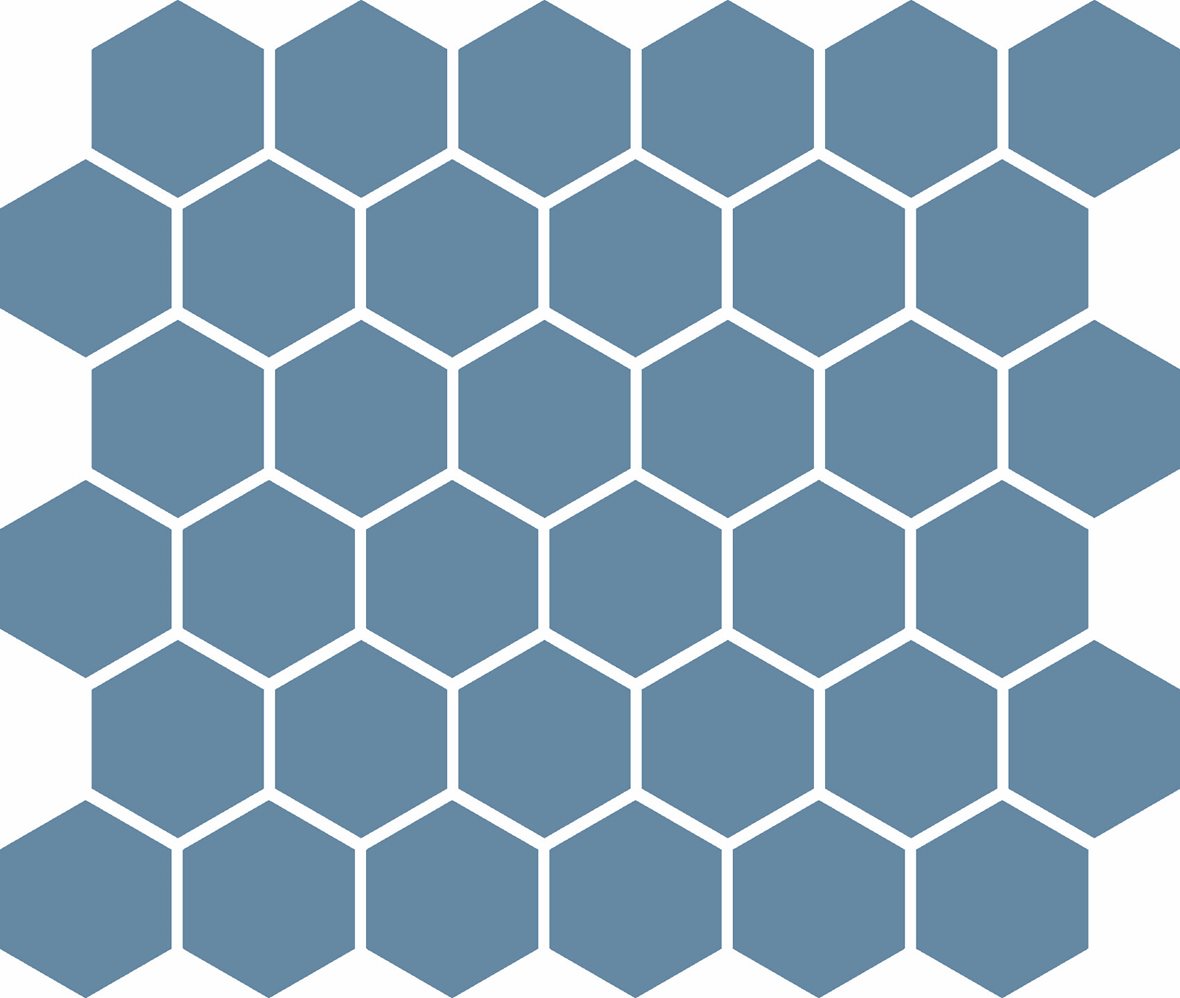 LPC Plain Colours Hexagons lasittamaton porcelanato mosaiikki seinälaatta lattialaatta 5X5 Dark Blue tasapintainen matta 6-kulmainen tumma sininen yks