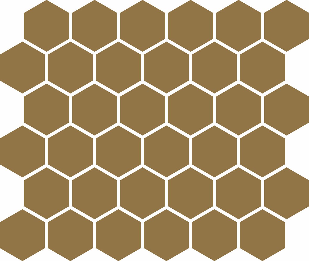 LPC Plain Colours Hexagons lasittamaton porcelanato mosaiikki seinälaatta lattialaatta 5X5 Toffee tasapintainen matta 6-kulmainen keskitumma ruskea yk