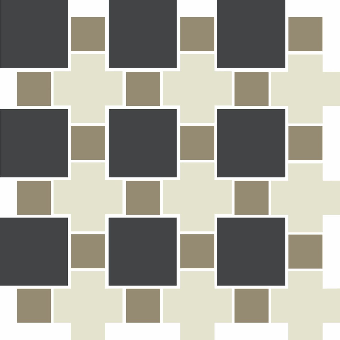 LPC Textile lasittamaton porcelanato mosaiikki lattialaatta Black+White+Mole tasapintainen matta keskitumma moniväri