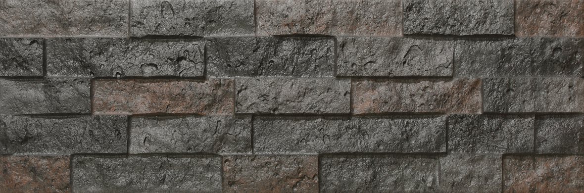 LPC Vulcano lasitettu porcelanato seinälaatta ulkolaatta 20X60 02 antrasiitti kohokuvioinen matta taustateksti luettavissa tumma harmaa kivi