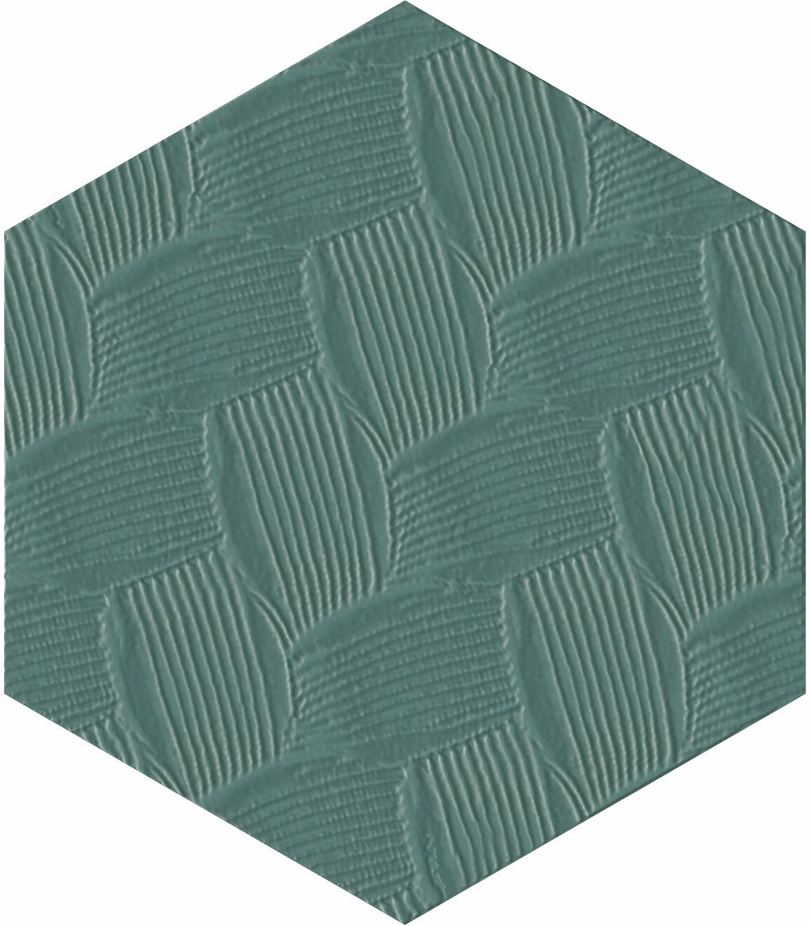 LPC P21 lasittamaton porcelanato seinälaatta lattialaatta ulkolaatta 9,7X11,2 Uni Menta PGHR135 kohokuvioinen matta 6-kulmainen tumma turkoosi yksivär