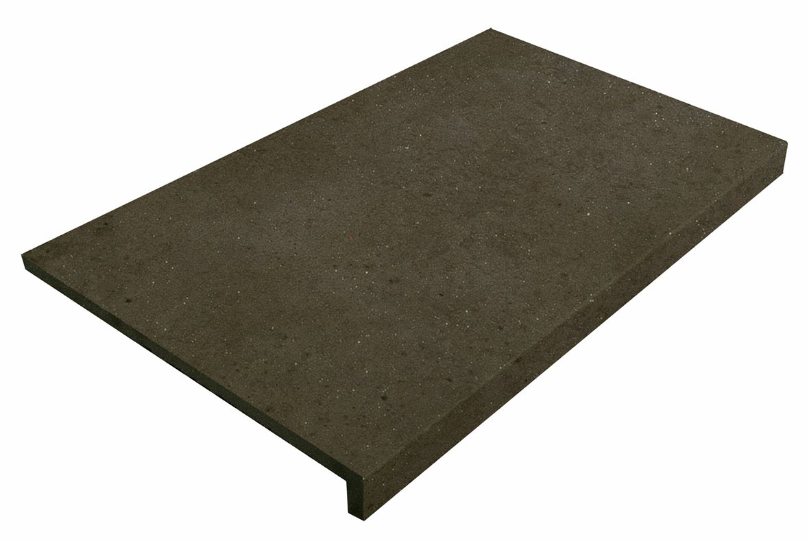 LPC Orion märkäpuriste lasitettu porraslaatta reunalla 33x50 Antracita tasapintainen antislip matta tumma musta kivi