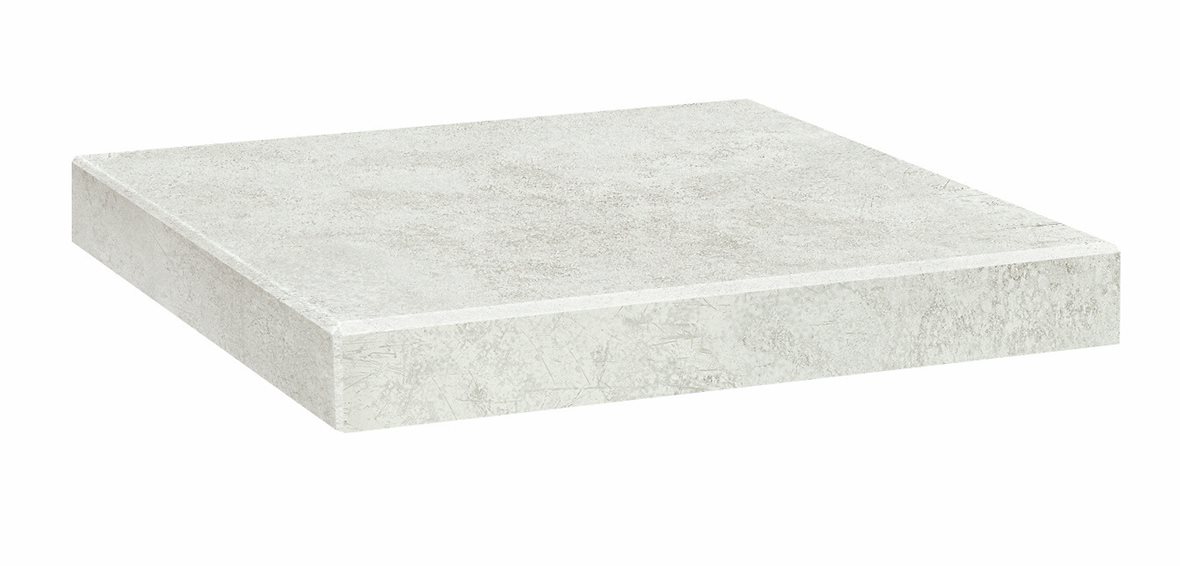 LPC Cosmos lasittamaton porraslaatta reunalla kulmapala 33X33 01 jää tasapintainen silotettu matta vaalea valkoinen betoni