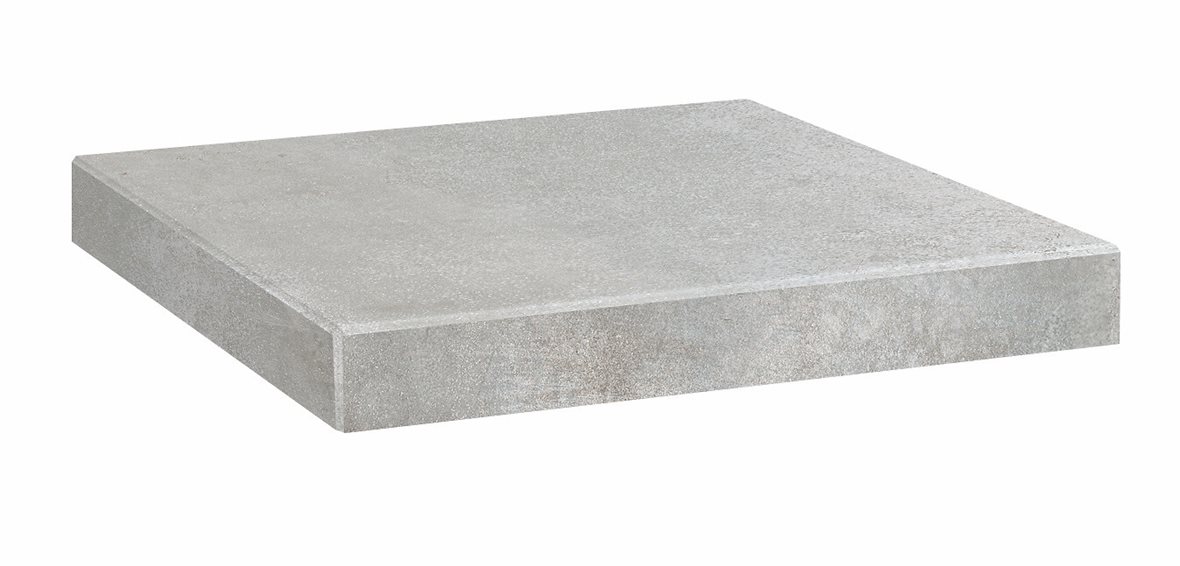 LPC Cosmos lasittamaton porraslaatta reunalla kulmapala 33X33 02 alumiini tasapintainen silotettu matta vaalea harmaa betoni