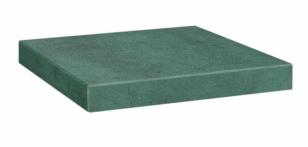 LPC Cosmos lasitettu porraslaatta reunalla kulmapala 33X33 06 patina tasapintainen silotettu matta keskitumma vihreä betoni