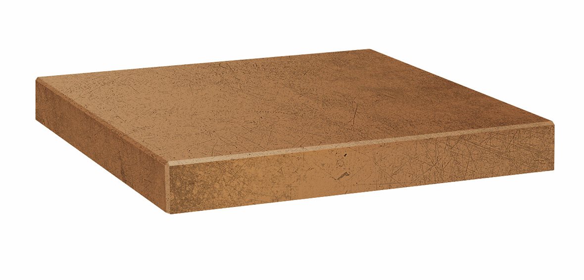 LPC Cosmos lasitettu porraslaatta reunalla kulmapala 33X33 08 cotto tasapintainen silotettu matta keskitumma oranssi betoni