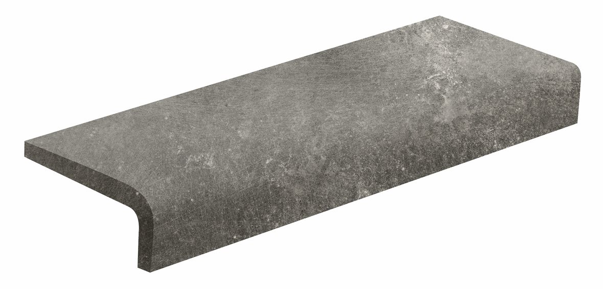 LPC Pier lasitettu porraslaatta reunalla 10X40 05 musta strukturoitu matta tumma musta kivi