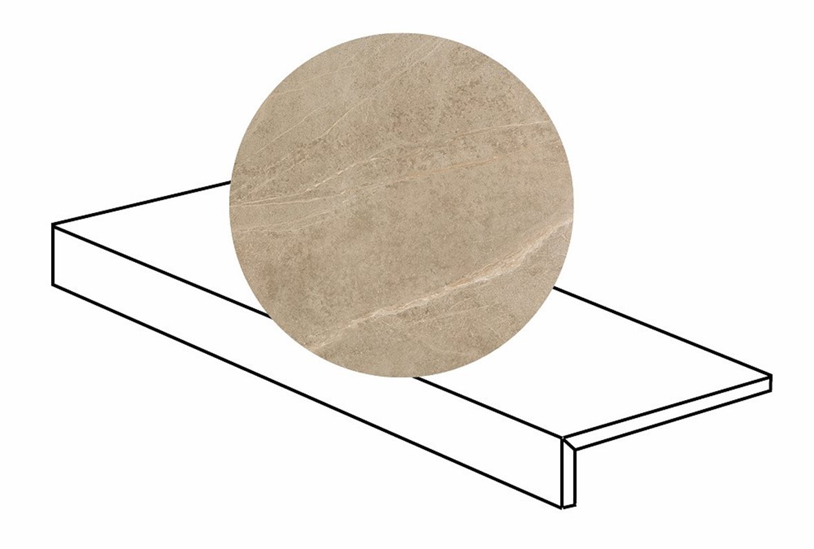 LPC Loimu lasitettu porraslaatta reunalla 15X60 R02 beige karhennettu matta vaalea beige kivi