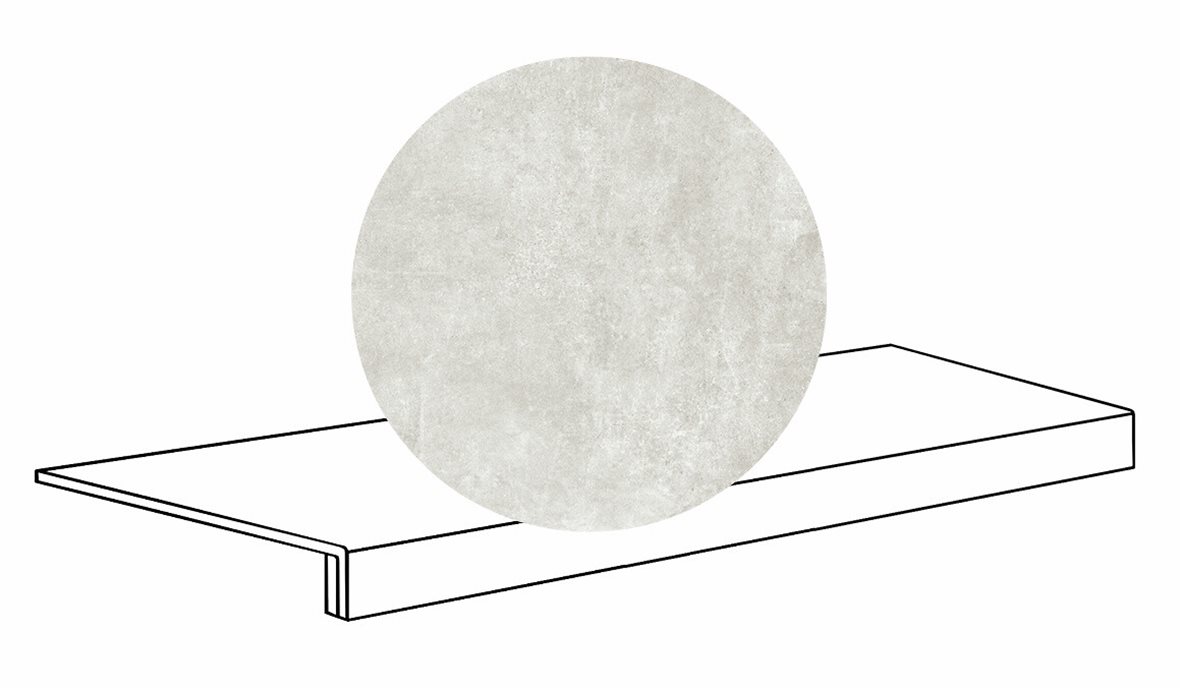 LPC Stage M STG lasittamaton porraslaatta reunalla 33X120 01 kalkki tasapintainen silotettu matta vaalea valkoinen betoni