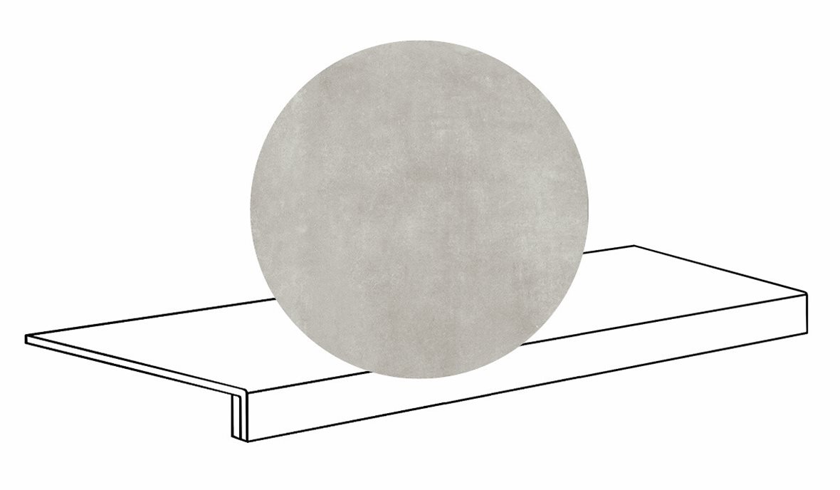 LPC Stage M STG lasittamaton porraslaatta reunalla 33X120 02 tuhka tasapintainen silotettu matta keskitumma harmaa betoni