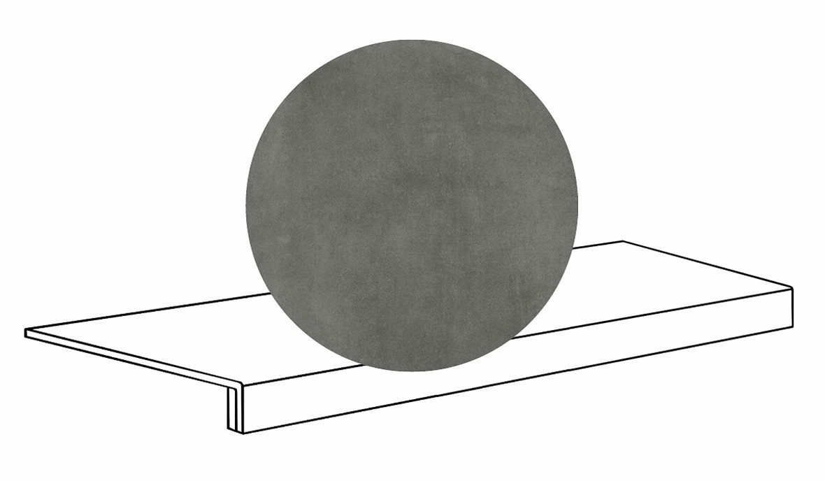 LPC Stage M STG lasittamaton porraslaatta reunalla 33X120 05 lyijy tasapintainen silotettu matta tumma harmaa betoni