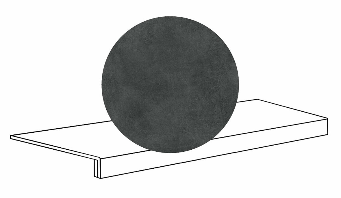 LPC Stage M STG lasittamaton porraslaatta reunalla 33X120 06 laava tasapintainen silotettu matta tumma musta betoni