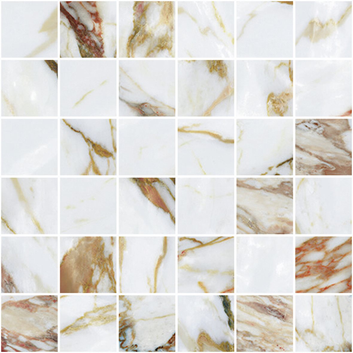 LPC Gloria lasitettu porcelanato mosaiikki seinälaatta 5X5 03 Arabesco Gold tasapintainen kiillotettu vaalea valkoinen marmori