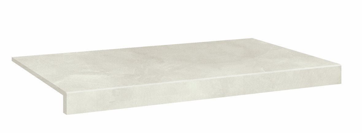 LPC Milan lasittamaton porraslaatta reunalla 33X60 01 kalkki tasapintainen silotettu matta vaalea valkoinen betoni