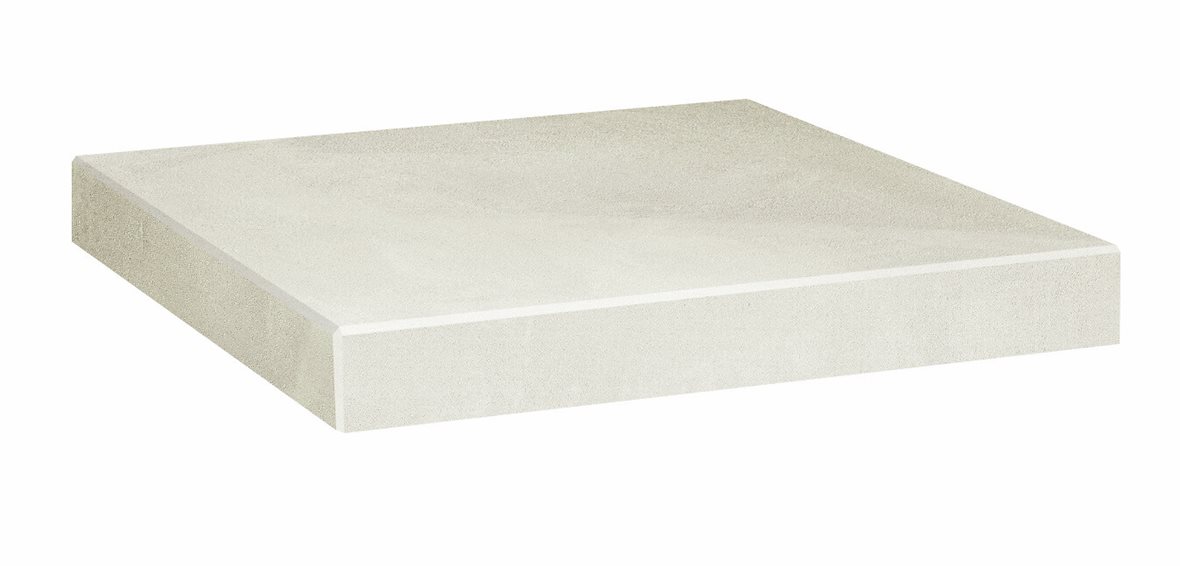 LPC Milan lasittamaton porraslaatta reunalla kulmapala 33X33 01 kalkki tasapintainen silotettu matta vaalea valkoinen betoni