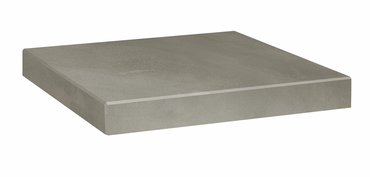 LPC Milan lasittamaton porraslaatta reunalla kulmapala 33X33 04 grafiitti tasapintainen silotettu matta keskitumma harmaa betoni