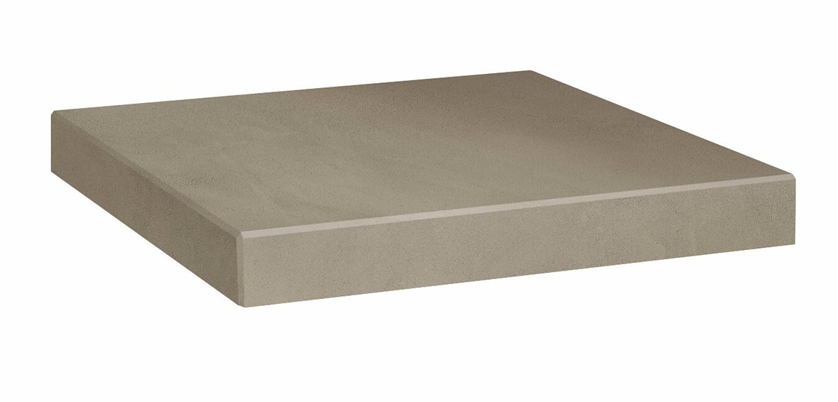 LPC Milan lasittamaton porraslaatta reunalla kulmapala 33X33 07 savu tasapintainen silotettu matta keskitumma ruskea betoni