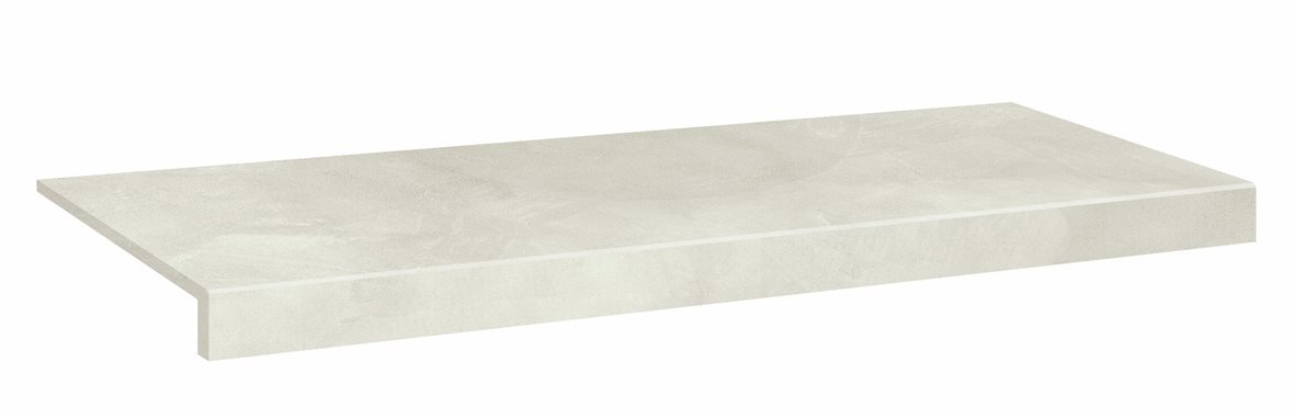 LPC Milan lasittamaton porraslaatta reunalla 33X80 01 kalkki tasapintainen silotettu matta vaalea valkoinen betoni