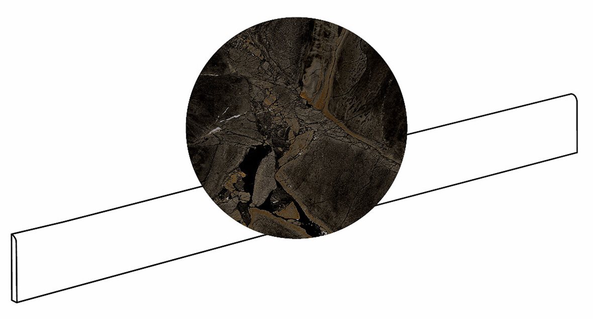 LPC Aventura lasitettu jalkalista 6X120 08 Brazil tasapintainen matta tumma musta marmori