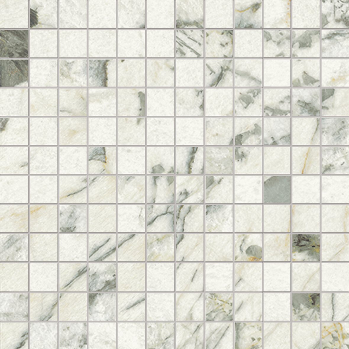 LPC Aventura lasitettu porcelanato mosaiikki seinälaatta lattialaatta 2,3X2,3 09 Patagonia tasapintainen matta keskitumma valkoinen marmori