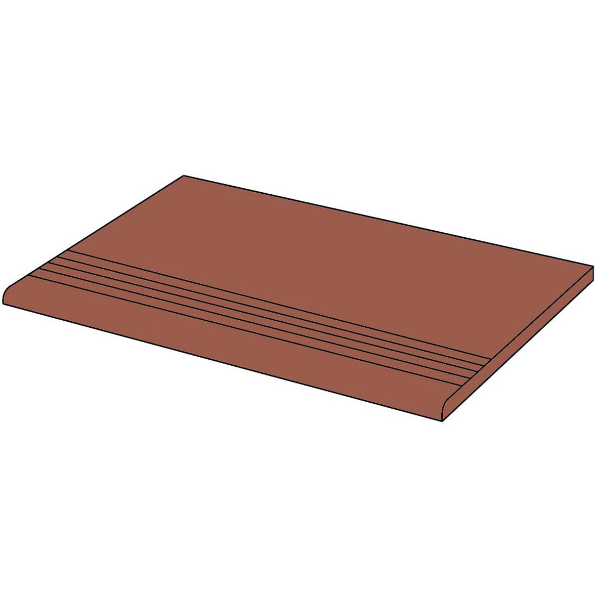 LPC P21 lasittamaton porraslaatta liukuesteuralla 29,7X59,7 Uni Roibos PGK675DRT tasapintainen matta tumma punainen yksivärinen