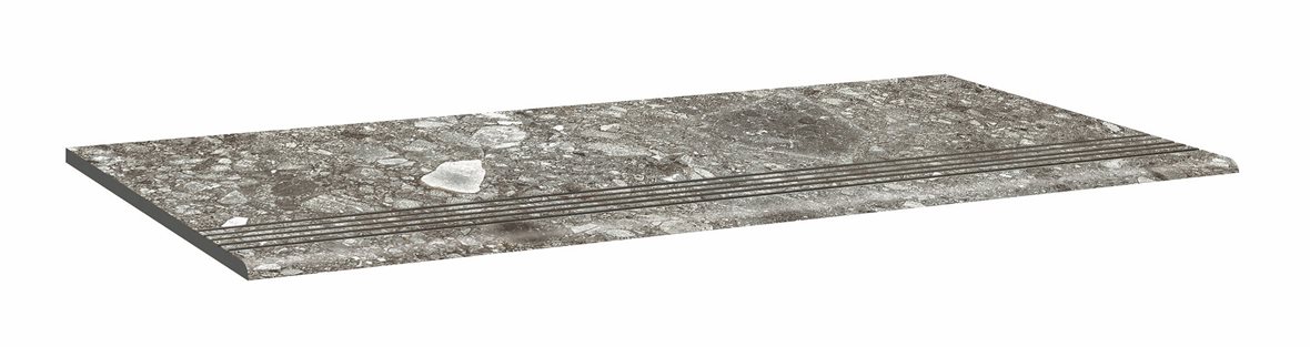 LPC Nordik NDK lasittamaton porraslaatta liukuesteuralla 30X60 02 tuhka tasapintainen matta keskitumma harmaa kivi