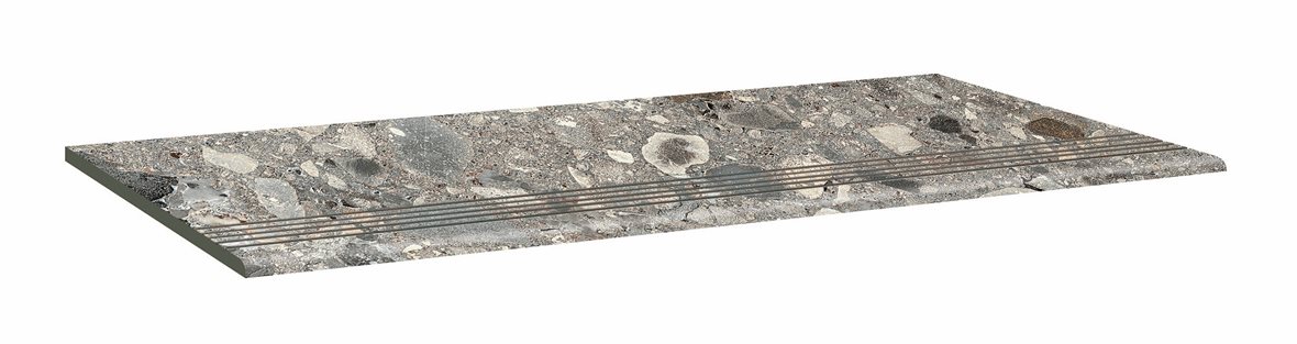 LPC Nordik NDK lasittamaton porraslaatta liukuesteuralla 30X60 05 hiekka tasapintainen matta keskitumma harmaa kivi