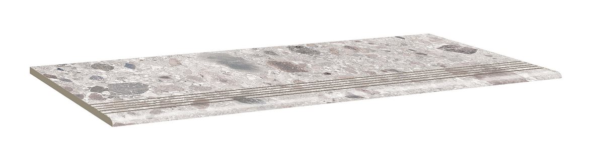 LPC Nordik NDK lasittamaton porraslaatta liukuesteuralla 30X60 06 lyijy tasapintainen matta vaalea harmaa kivi