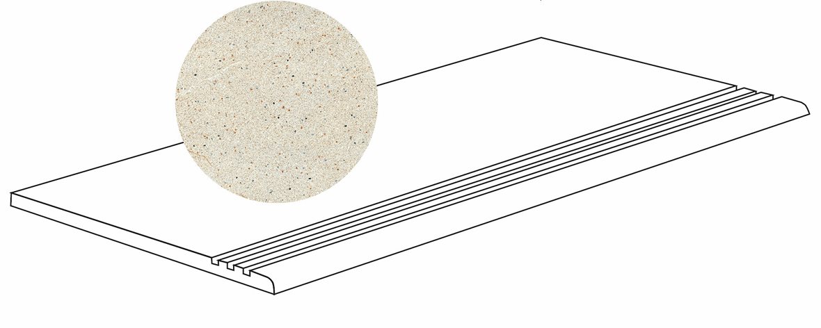 LPC Wales lasittamaton porraslaatta liukuesteuralla 29,7X59,7 02 Travertino tasapintainen matta keskitumma beige kivi